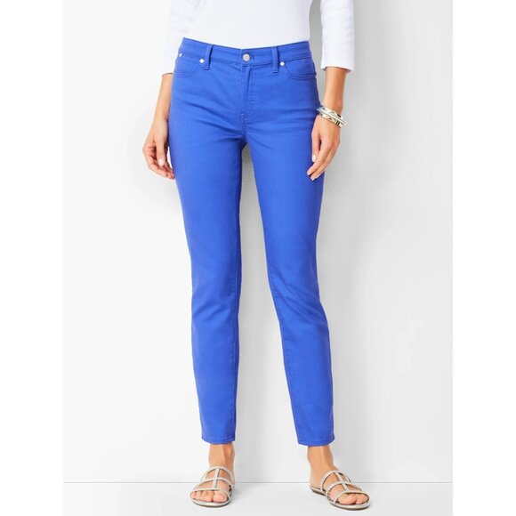 Talbots Flawless Slim Ankle Jeans Womens 10 Mid Rise Stretch Denim Zip Fly Blue - Picture 12 of 13